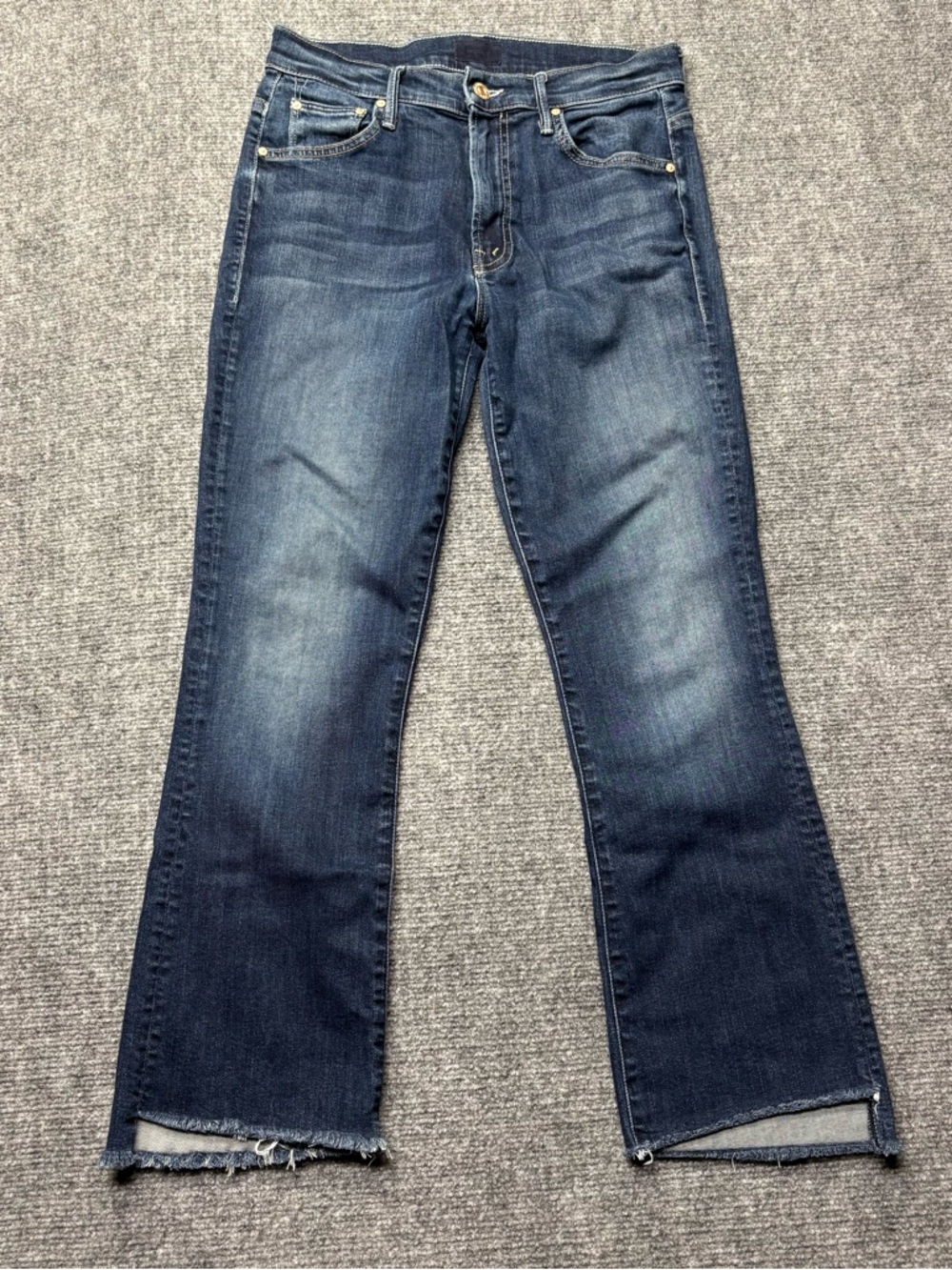 MOTHER Jeans Womens 26 Blue Insider Crop Step Fray in Love On The Edge USA Made